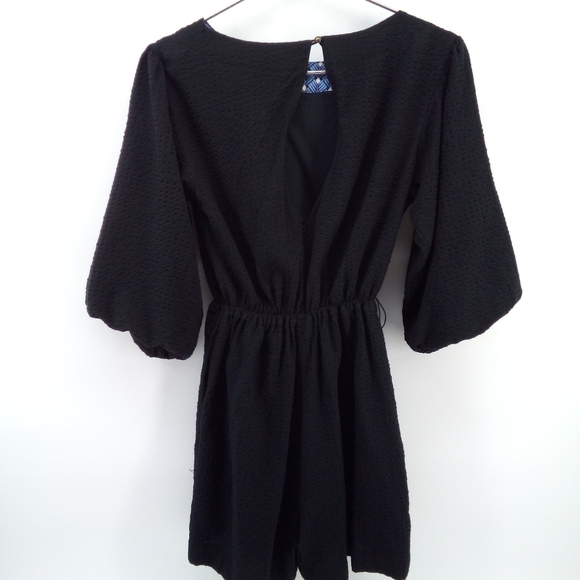 Anthropologie Romper Black Texured Puffy Bubble Sleeves  XS by Anthropologie - Picture 14 of 15